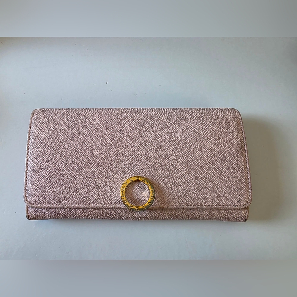Bvlgari Blush Pink Leather B.Zero1 Ring Long Wallet